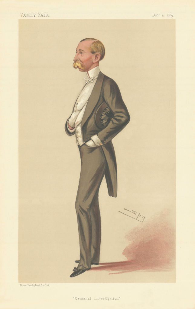 VANITY FAIR SPY CARTOON C.E. Howard Vincent 'Criminal Investigation' Police 1883